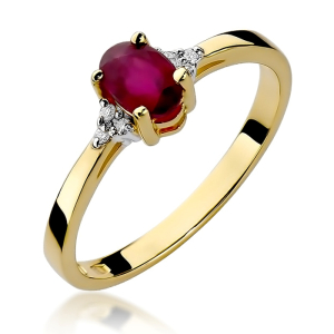 Pierścionek zaręczynowy z Rubinem 0,60ct i Brylantami pr. 585. W-0301R